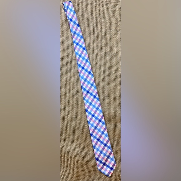 Izod Neck Tie, Blue/Pink Plaid, 3” Wide - Picture 1 of 7
